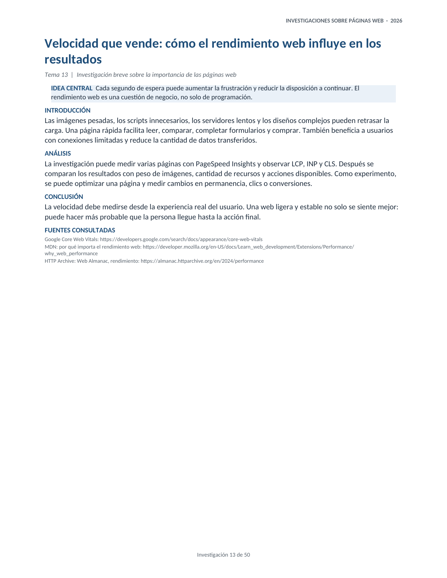 Portada de la investigación 13: Velocidad que vende: cómo el rendimiento web influye en los resultados