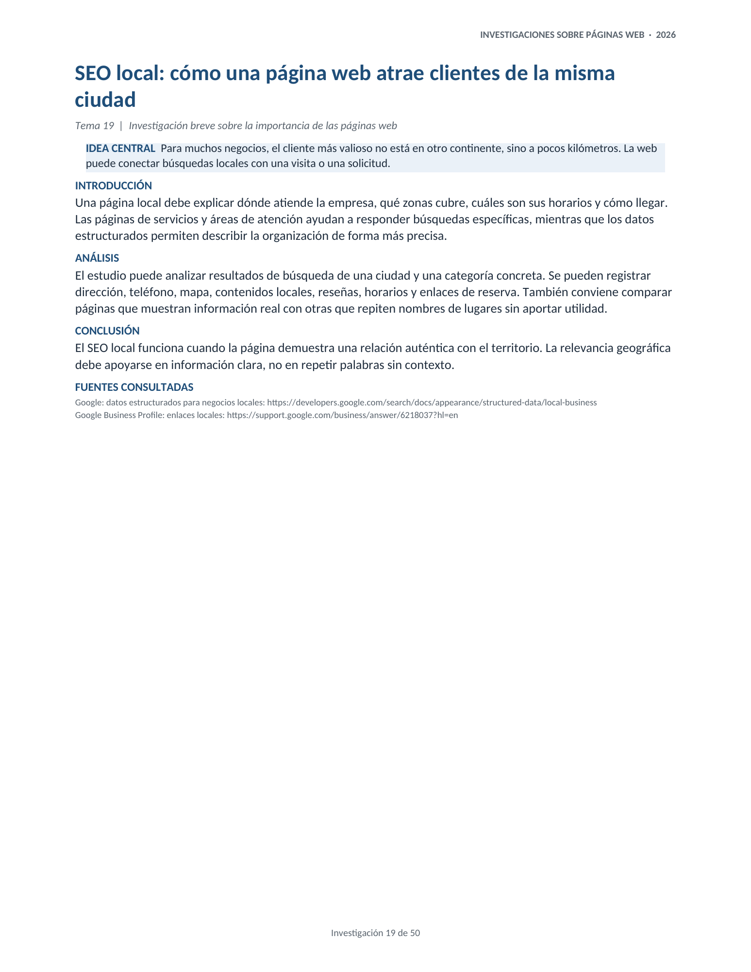 Portada de la investigación 19: SEO local: cómo una página web atrae clientes de la misma ciudad