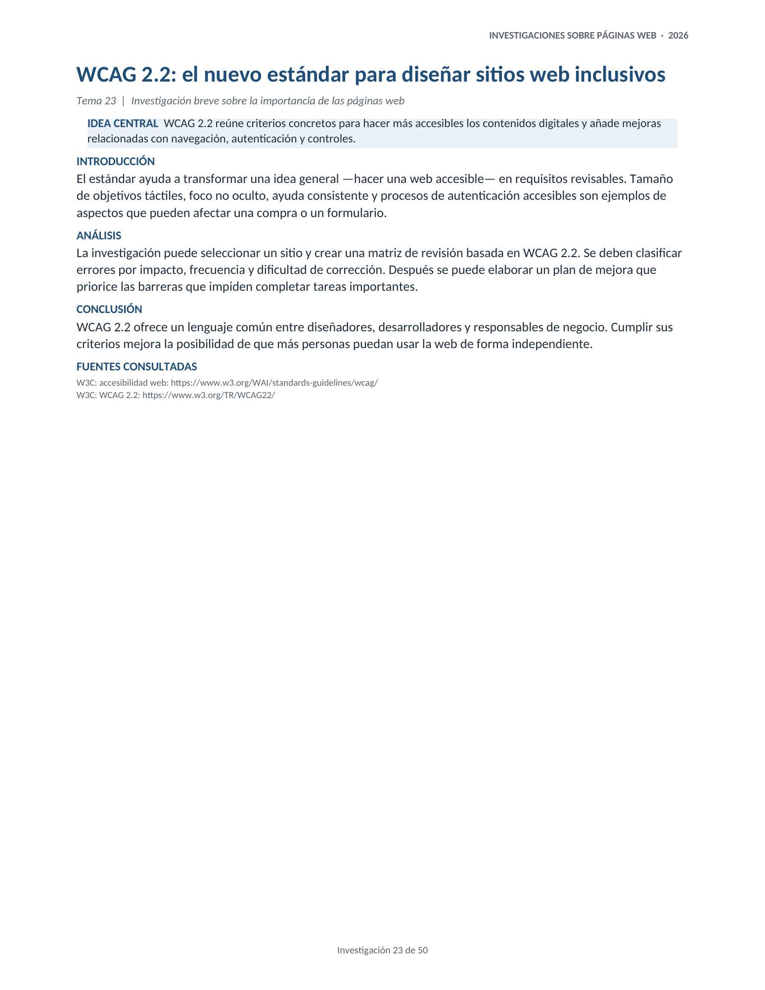 Portada de la investigación 23: WCAG 2.2: el nuevo estándar para diseñar sitios web inclusivos