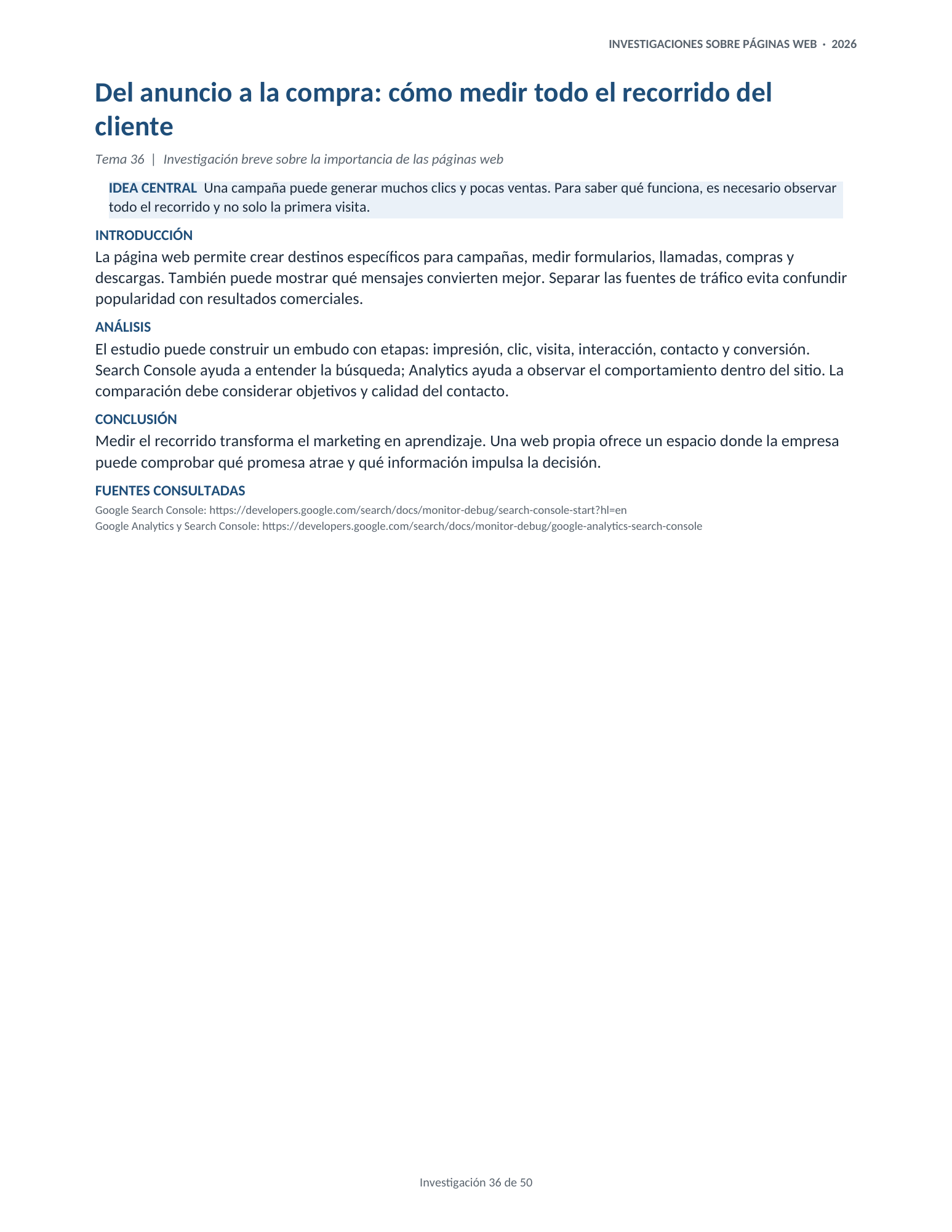 Portada de la investigación 36: Del anuncio a la compra: cómo medir todo el recorrido del cliente